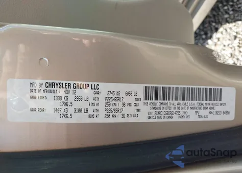 2013 Chrysler Town & Country Touring-L из США, поврежденный, VIN 2C4RC1CG8DR614755